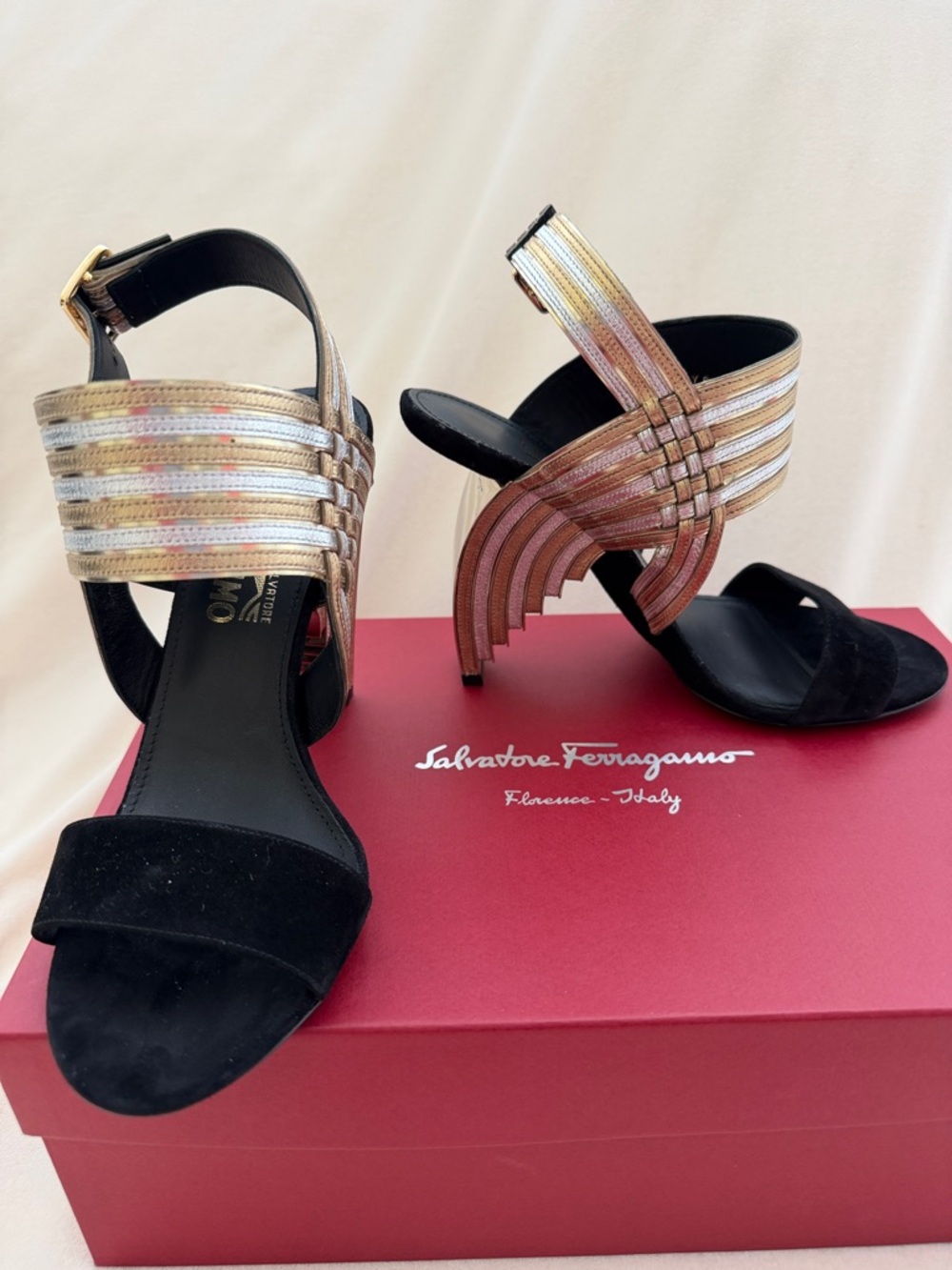 Salvatore Ferragamo Lenny Ankle Strap High Heel Sandals - Picture 9 of 14